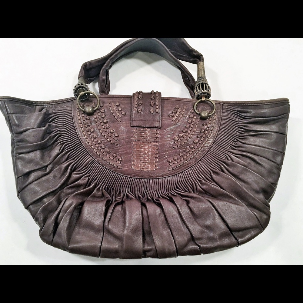 Christian Dior Brown Plisse Grand Panier Bag - Picture 7 of 8